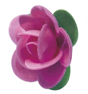 Waffel-Rose mit Blättern, rosa, 45mm, 100 Stück