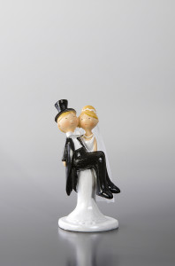 Lustiges Brautpaar mit Zylinder, 2-fach sortiert, in dekorativer Verkaufsschachtel, Polystone