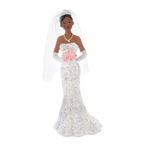 Braut mit Blumenstrauß, die Figur ist einzeln und kann daher gut kombiniert werden, Polystone, 11cm, 4 Stück