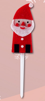 Weihnachtsmann-Einstecker, aus Filz am Kunststoffstab