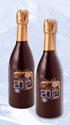 Schoko-Sektflasche 2012, 3D, 2-fach sortiert