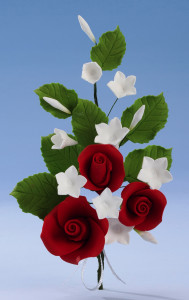 Tragant-Blumenbouquet, rote Rosen, nicht essbar