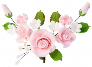 Tragant-Blumenbouquet, rosa, 14cm, 4 Stück