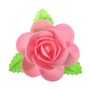 Waffel-Blumen mit Blättern, rosa, 90mm, 40 Stück