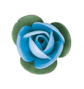 Waffel-Blumen mit Blättern, blau, 40mm, 200 Stück