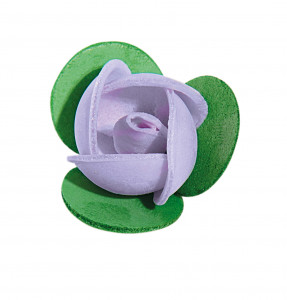 Waffel-Rose mit Blättern, lila, 35mm, 200 Stück