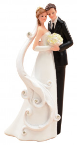 Elegantes Brautpaar mit Perlenschleier, in dekorativer Verkaufsschachtel, Polystone