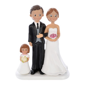 Brautpaar mit kleinem Mädchen, Polystone, 17,5cm, 2 Stück